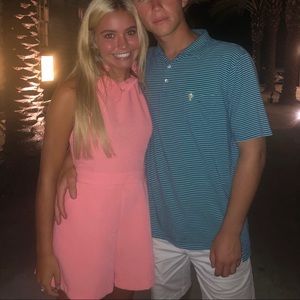 Coral halter neck romper